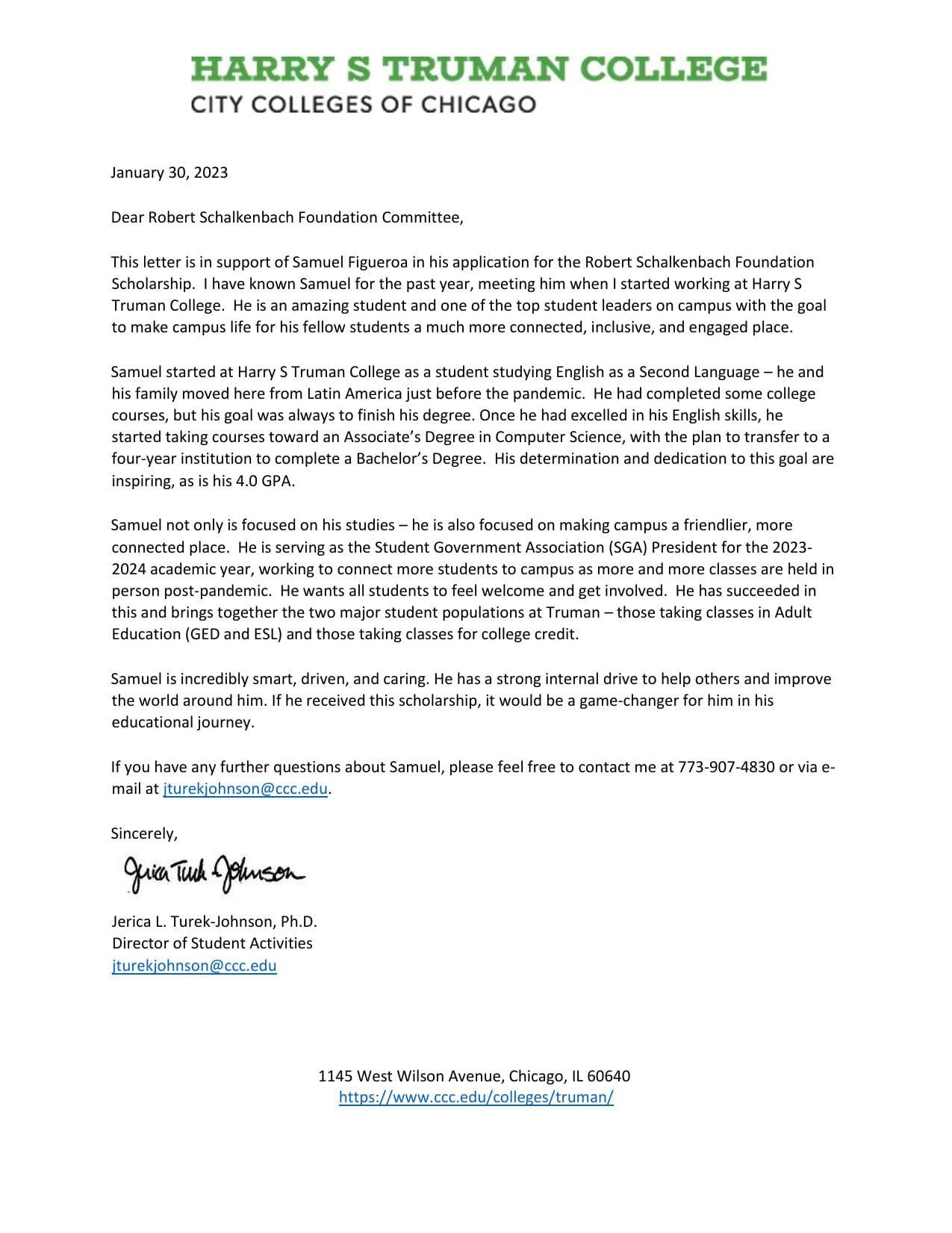 Letter of Recommendation