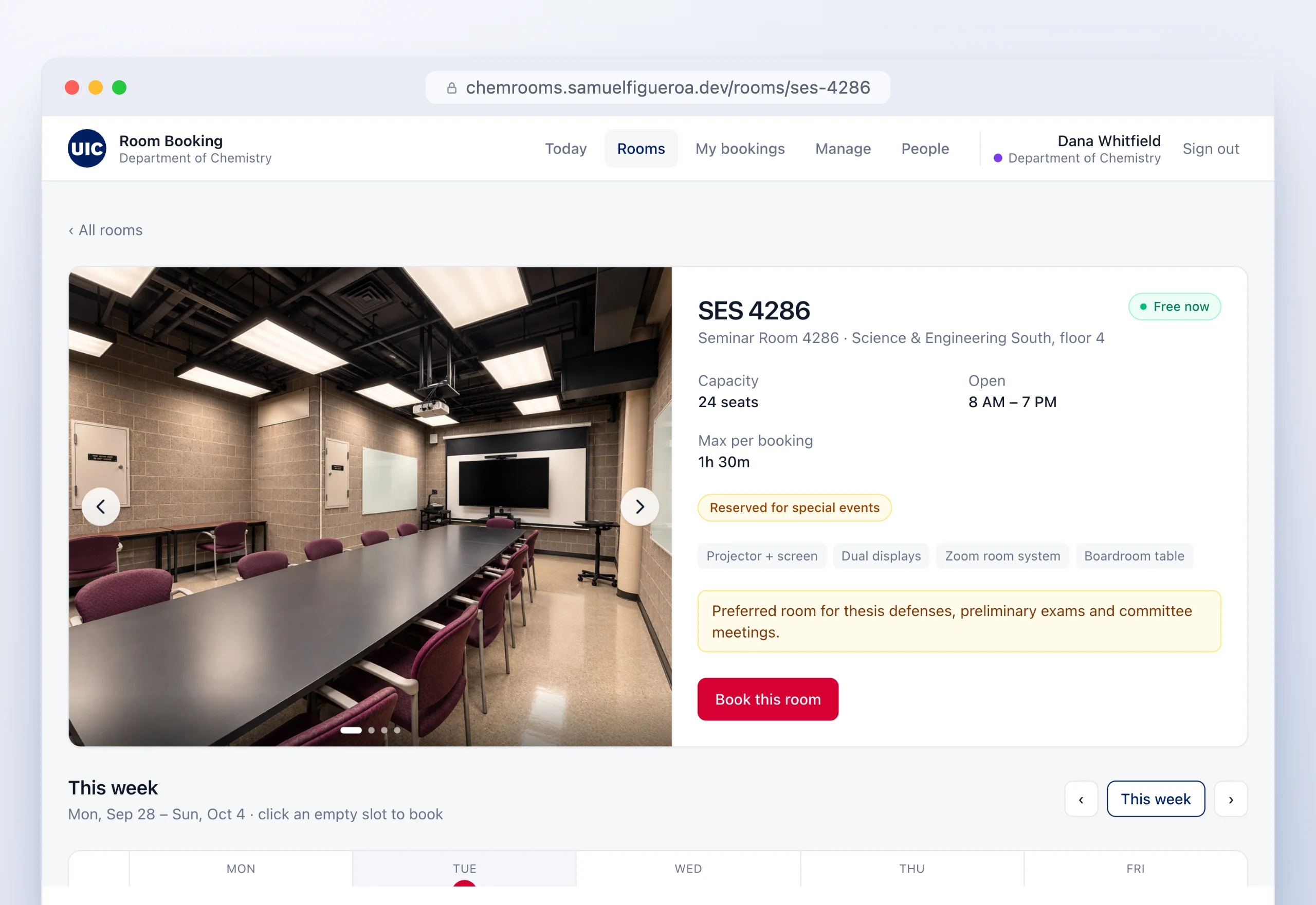 Chemistry Room Booking 7